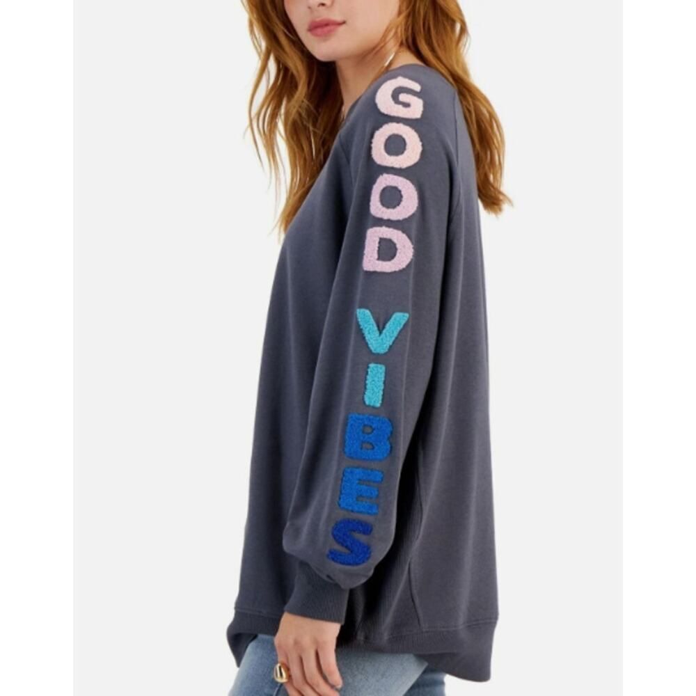Rebellious One  gray women Good Vibes Sweatshirt Juniors size XL Casual academia